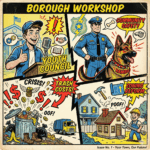 Infographic image in newspaper comic style for Article Summary of the December 3, 2025 Carlisle Borough Council Workshop - Carlisle News - Carlisle, PA News - Awesome Carlisle!