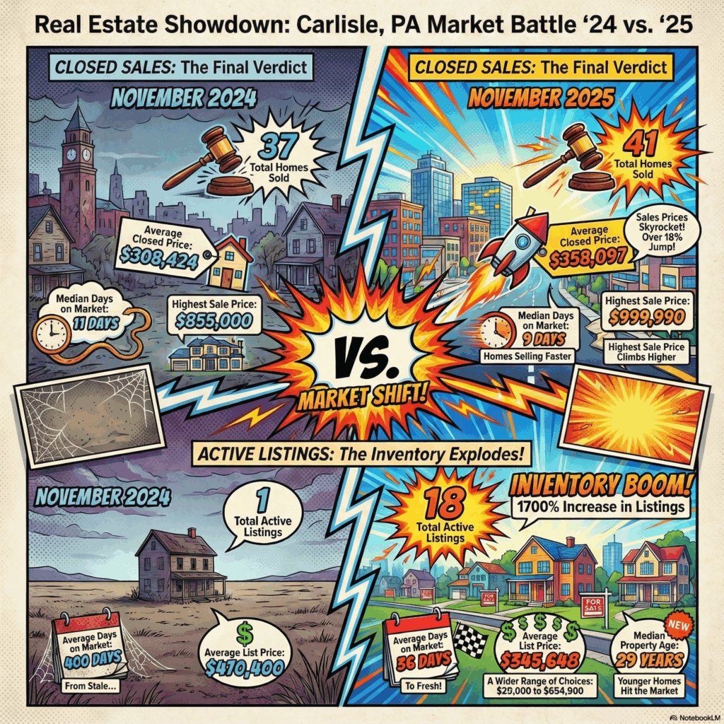 Main blog article image for November 2025 Carlisle, PA Real Estate Market Statistics and Home Sales - Awesome Carlisle! - Carlisle News - Carlisle, PA News