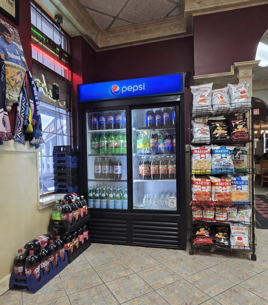Drink cooler and chips area - Marcello's Pizza in Carlisle Pennsylvania - pizza in carlisle - pizza review