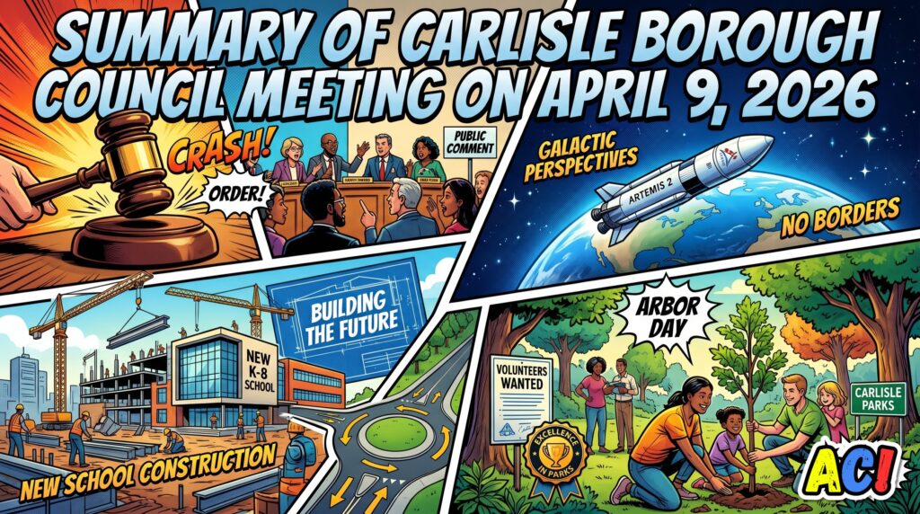 Article Thumbnail for Summary of Carlisle Borough Council Meeting on April 9, 2026 at 545PM - The Fight for Quiet, Galactic Perspectives, and Award-Winning Parks - Carlisle PA News - Awesome Carlisle