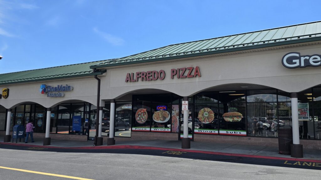 Front Image of Alfredo Pizza and Ristorant at 950 Walnut Bottom Rd Carlisle PA 17015 on a sunny summer day in June 2026 - review of a slice of pizza at Alfredo Pizza and Ristorante - Best Slice of Pizza in Carlisle, PA - Awesome Carlisle