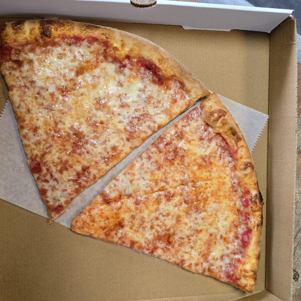 Top down Image of 2 Slices of plain cheese Pizza at Alfredo Pizza and Ristorante at 950 Walnut Bottom Rd Carlisle PA 17015 June 2026 - review of a slice of pizza at Alfredo Pizza and Ristorante - Best Slice of Pizza in Carlisle, PA - Awesome Carlisle