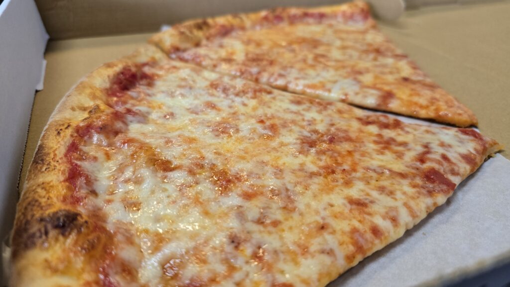 close up side angle view Image of 2 Slices of plain cheese Pizza at Alfredo Pizza and Ristorante at 950 Walnut Bottom Rd Carlisle PA 17015 June 2026 - review of a slice of pizza at Alfredo Pizza and Ristorante - Best Slice of Pizza in Carlisle, PA - Awesome Carlisle