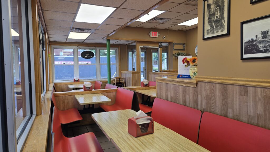 Dining Room at Vinny Restaurant Pizza and Subs in Carlisle, PA taken from a table against the front window wall - Carlisle, PA Pizza Reviews - Awesome Carlisle!