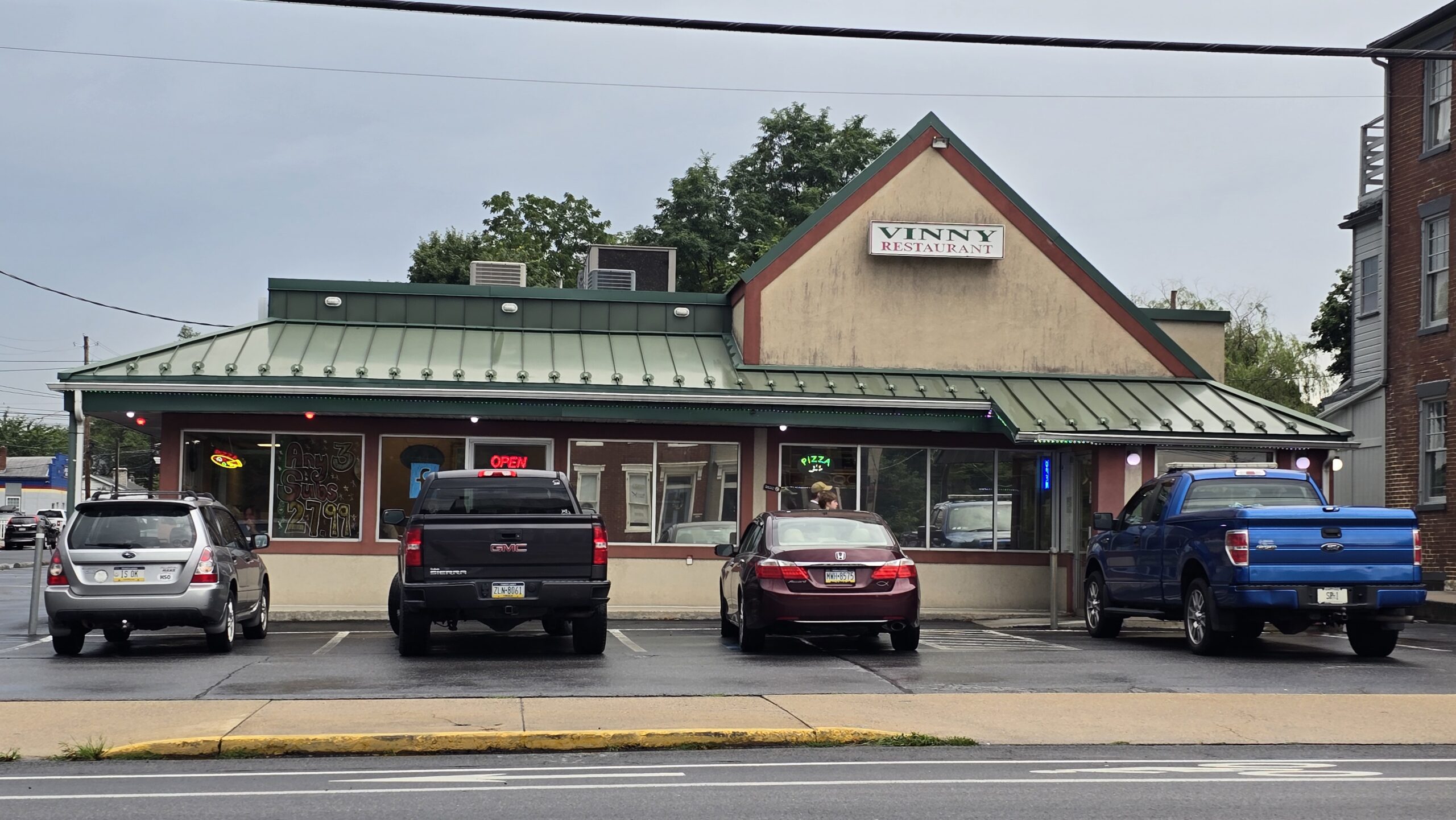 View of front of Vinny Restaurant Pizza and Subs in Carlisle, PA taken from across the street - Carlisle, PA Pizza Reviews - Awesome Carlisle!