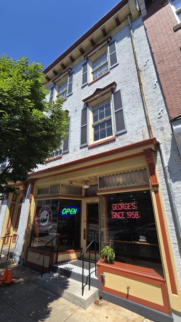 front right angle of the entire building at george's subs and pizza for the article Review of a Slice of Pizza at George's Subs & Pizza in Carlisle, PA - awesome carlisle!