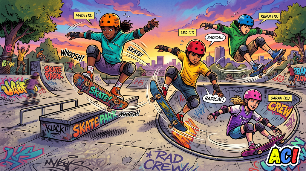 section image infographic of kids skateboarding for Skate to Empower Brings Free Gear to Youth
