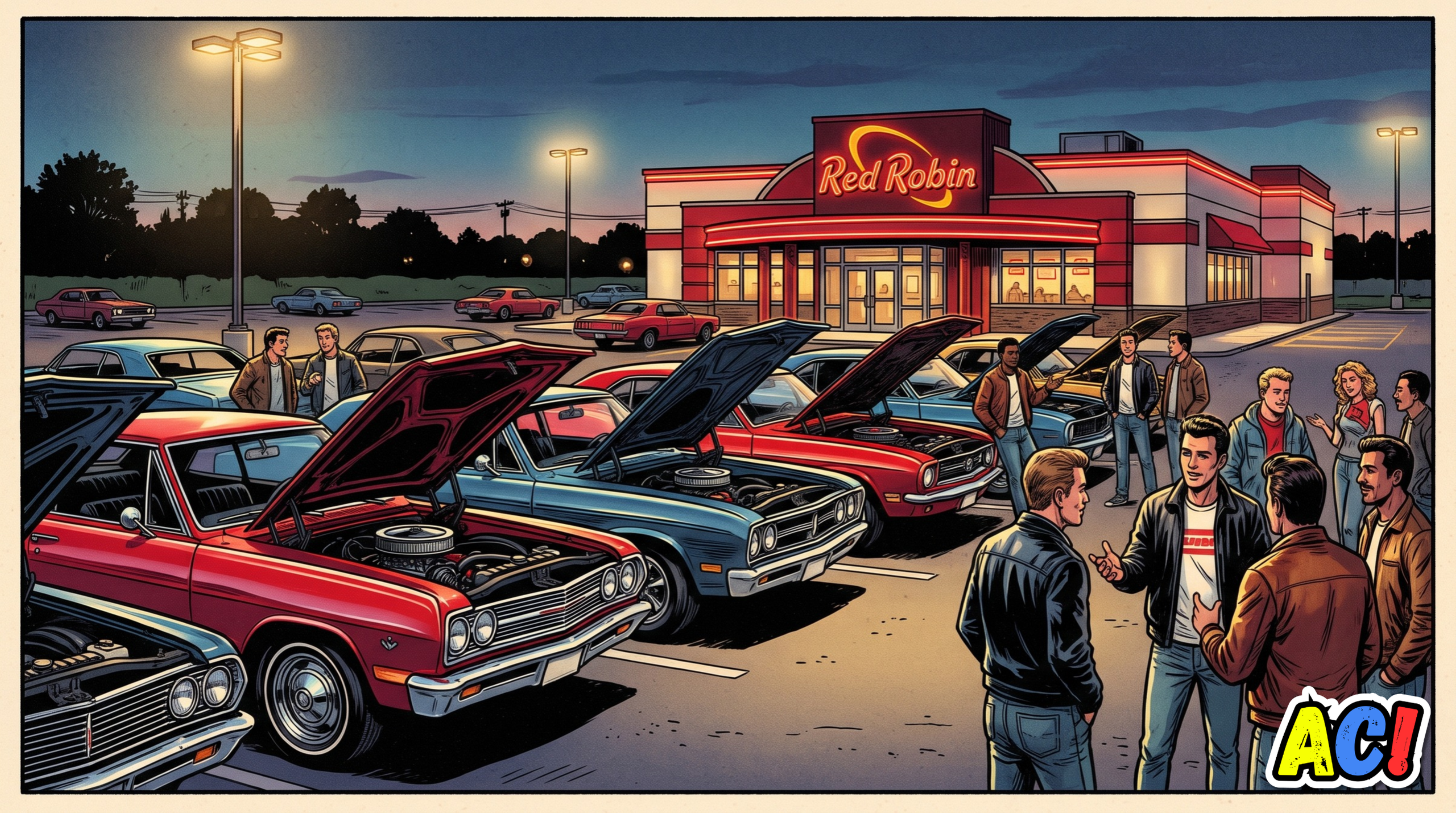 section image infographic for Cruise-In at Red Robin: Classic Cars Gather on Westminster Drive